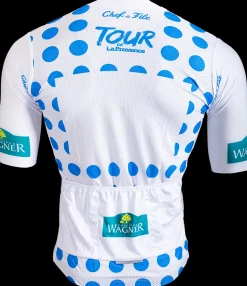 fietsshirt Tour de la Provence blauw/rode stippen