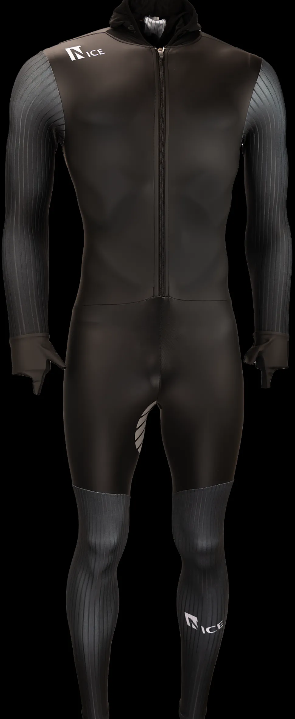 Nice rubber schaatspak power x zwart/zwart